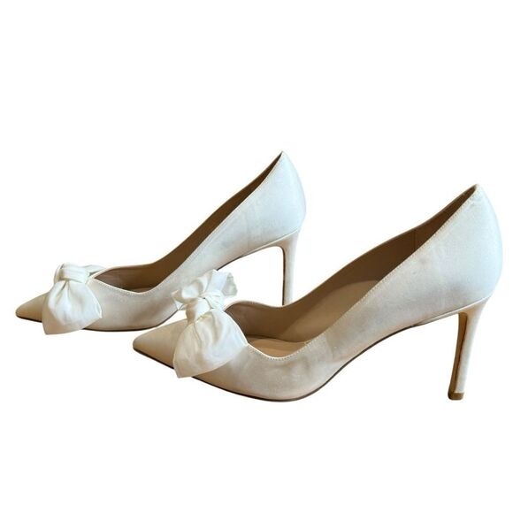 Revolve Stuart Weitzman White Anny Bow-detailed Pumps - Picture 7 of 12